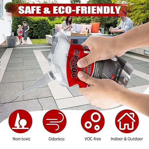 Dongxw Asphalt Crack Filler, 6Packs Self Leveling Concrete Crack Filler Waterproof Cement Repair Sealant, High Elasticity Driveway Crack Filler Outdoor Black for Driveway, Walkway, Road