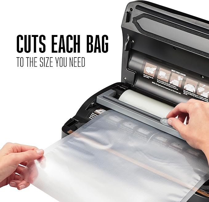 Weston Vacuum Sealer Machine for Food Preservation & Sous Vide, Seals Bags up to 11” Wide, 110 Watts, 22.5” HG Strength, Pulse Function, Includes Roll Storage and Starter Pack, Black (65-3001-W)