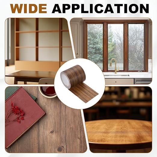 uxcell 2 Pcs Wood Grain Repair Tape, 2.2" x 15ft Self Adhesive Wood Grain Colored Duct Tape Waterproof Repair Patch for Furniture Floor Scratch Fix, Baseboards, DIY Decor, Dark Brown