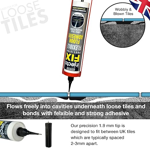 Floor-Fix Pro Injectafix Tile Repair Kit – Extra Strength Tile Adhesive for Loose & Hollow Floor Tiles, Wood, Laminate & LVT – Injection Repair Glue with Stainless Steel Precision Tip 10.1 fl oz (3)