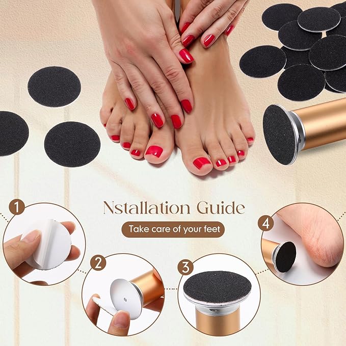 Gisafai 500 Pcs Sanding Replacement Pad Sandpaper Disk for Electric Foot File Callus Remover Tool Black Foot File Disc for Men Women Cracked Heels Dead Skin (100 Grit)