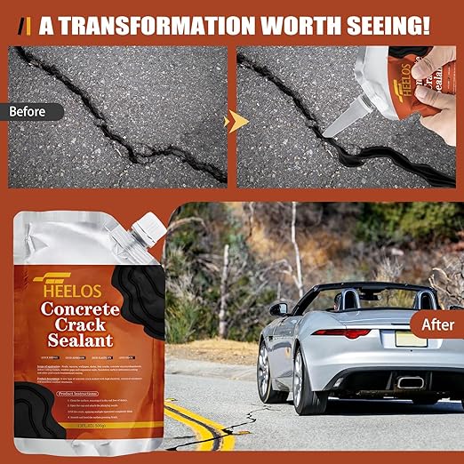 Concrete Crack Filler,2Pack High Elasticity Driveway Crack Filler,Self Leveling Waterproof Asphalt Crack Sealant Repair Sealer for Blacktop Concrete Cement Driveway,Walkway, Road,Patio(Black)