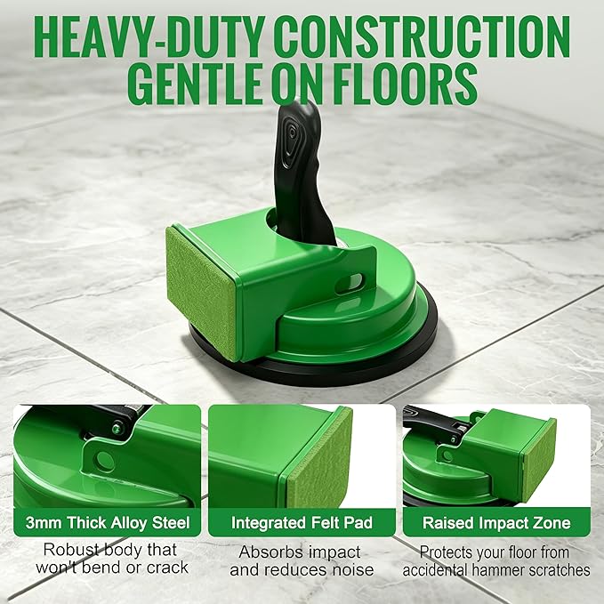 Floor Gap Fixer Tool With 6pcs Sticky Pads, Heavy-Duty Floor Repair Suction Cup Tool For Gaps, Laminate Flooring Tools To Close Gaps, For Smooth Surface Wood Tile Hardwood Floors Gaps (Green)