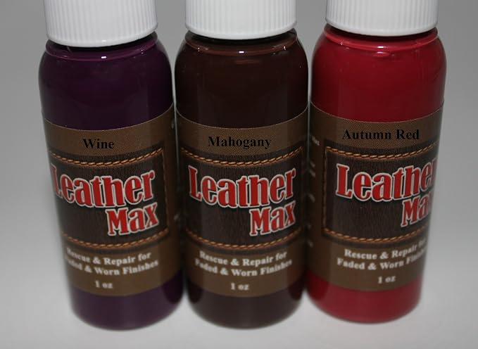 Furniture Leather Max Complete Leather Refinish and Repair Kit/Now with 3 Color Shades to Blend with/Leather & Vinyl Restorer (Wine Blend)