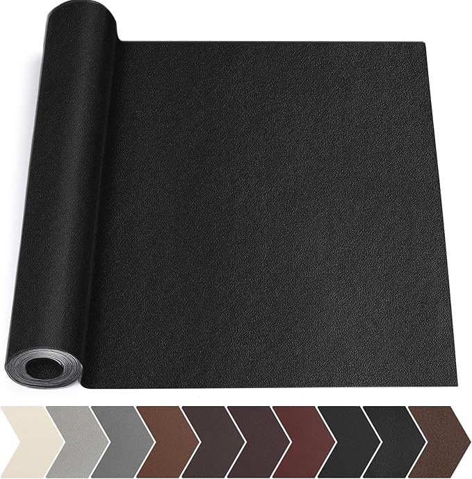 Leather Repair Tape, 17 X 79 in Leather Repair Kit for Furniture, Self Adhesive Repairing Patch Large Vinyl Patch Tape for Sofa, Car Interior, Couch, Car Seats(Black-Fine Grain)