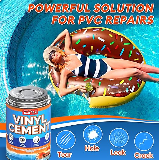 EPN Vinyl Cement, High Strength Vinyl Glue, Waterproof Pool Liner Repair Kit for Inflatables, Air Mattress, Swimming Ring, Tent, Bounce House, Inflatable Toys, Kayak
