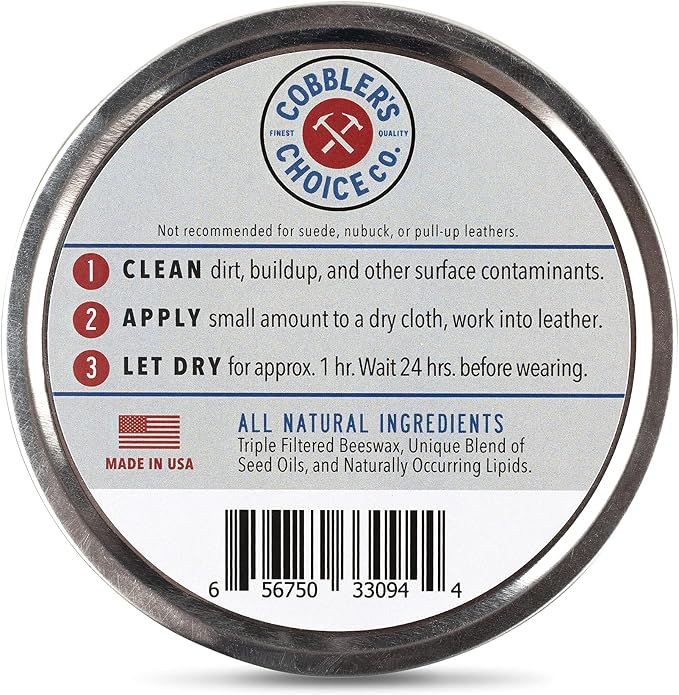 Cobbler's Choice Co. Finest Quality All Natural Leather Cream - Made with Triple Filtered BeesWax