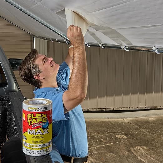 Flex Tape, Original Thick Flexible Rubberized Waterproof Tape - Seal and Patch Leaks, Works Underwater, Indoor Outdoor - Home RV Roof Plumbing and Pool Repairs, White, 12 in x 10 ft, Pack of 2