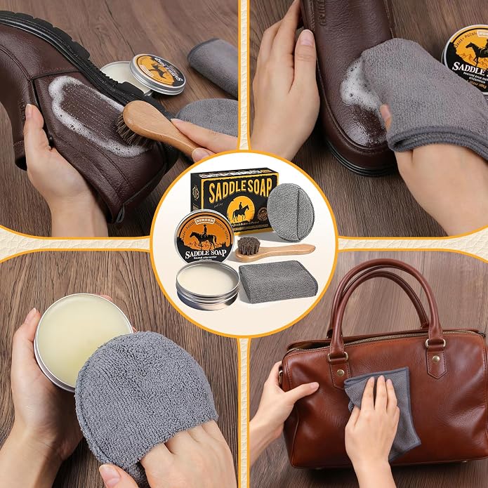 Nuroon Leather Boots Care Kit- Leather Cleaner Boots Shoes Cleaning Kit, Saddle Soap,Mink Oil and Wax Waterproofer