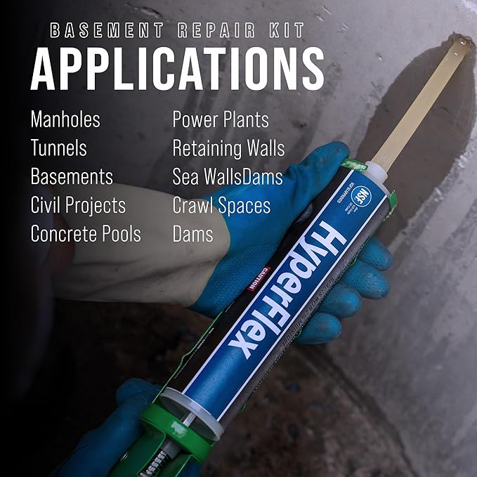 Fernco 10 ft Basement and Foundation Wall Crack Repair Kit Leak Stop and Radon Gas Protection Pro Kit