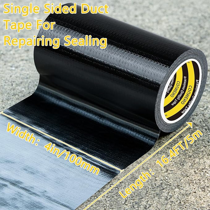 Strong Adhesive Cloth Weather Stripping Tape 4in x 16.4FT Black - Weather Sealing Strip for Sliding Windows/Doors, Draft Blocker & Insulation, Soundproof Dustproof Waterproof Windproof