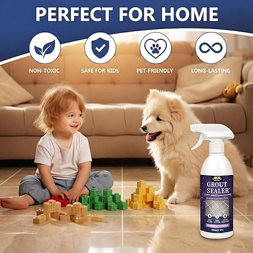Meuvcol Grout Sealer,17.6 OZ Waterproof Grout Sealer for Shower, Floor, Kitchen - 100% Safe Tile Sealer Spray - Long Lasting Clear Grout Sealant for Stone, Bathroom, Marble - Indoor & Outdoor