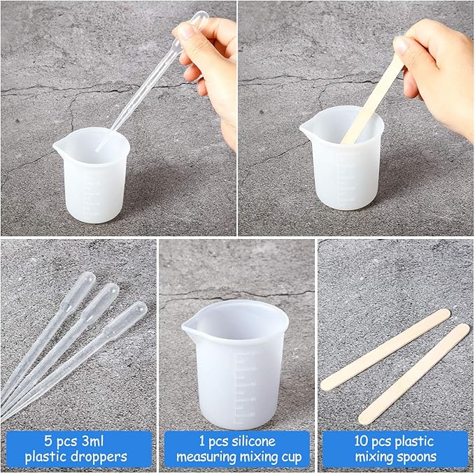 WILLBOND 26 Pcs Resin Notebook Mold Kits Cover Silicone Molds for A5 A6 A7 Silicone Resin Molds for Notebook Epoxy Resin DIY with Book Rings Spoon Tweezer Cup Dropper Wood Stick