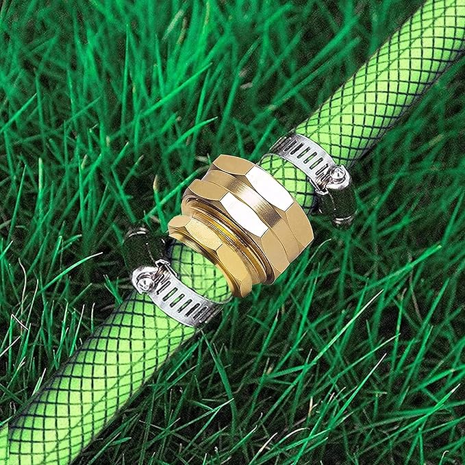 Hourleey Garden Hose Repair Connector with Clamps, Fit for 3/4" or 5/8" Garden Hose Fitting, Male and Female Hose Adapter Water Hose Repair Kit, 5 Set