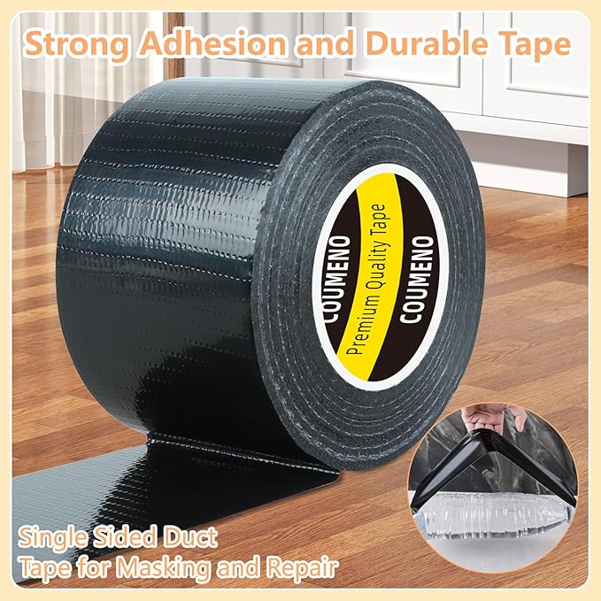 Strong Adhesive Cloth Weather Stripping Tape 2in x 66FT Black - Weather Sealing Strip for Sliding Windows/Doors, Draft Blocker & Insulation, Soundproof Dustproof Waterproof Windproof