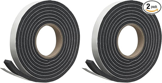 Frost King P Self-Stick Rubber Foam Weatherseal, 1" W, 5/16" T, 10 ft L, Black (Pack of 2)
