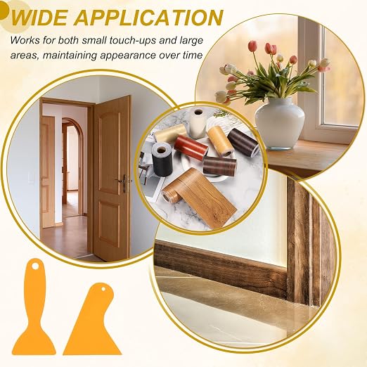 PATIKIL Wood Grain Repair Tape, 3" x 33' Self Adhesive Realistic Wood Tape with Scraper Durable Repair Patch for Furniture Floor Window Door Table DIY Home Decor, Cherry Wood