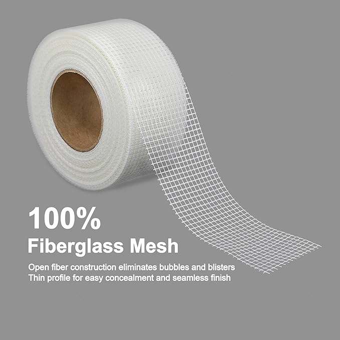 2 Packs Drywall Joint Repair Kit Self Adhesive Fiberglass Drywall Repair Patch Wall Holes Repair Kit Self Adhesive Fiberglass Wall Crack Repair Patch(2 Rolls of 2 Inch x 66 Feet)