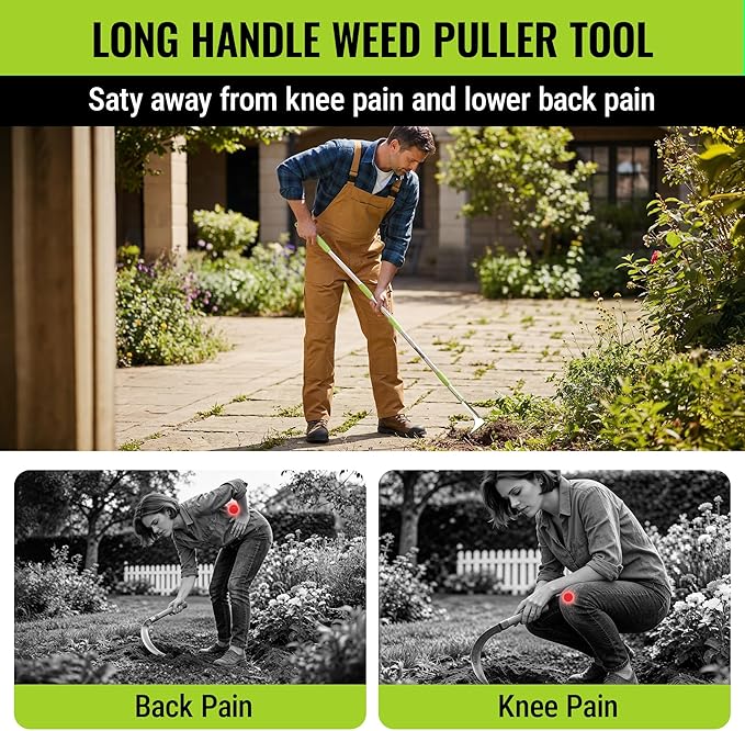 WORKPRO Crack Weeder, Stainless Steel Crevice Weeding Tool with Adjustable Long Handle(27"-54"), L-Shaped Weed Removal Scraper, for Garden Lawn Yard Patio Terrace Paving Garden Hand Tool