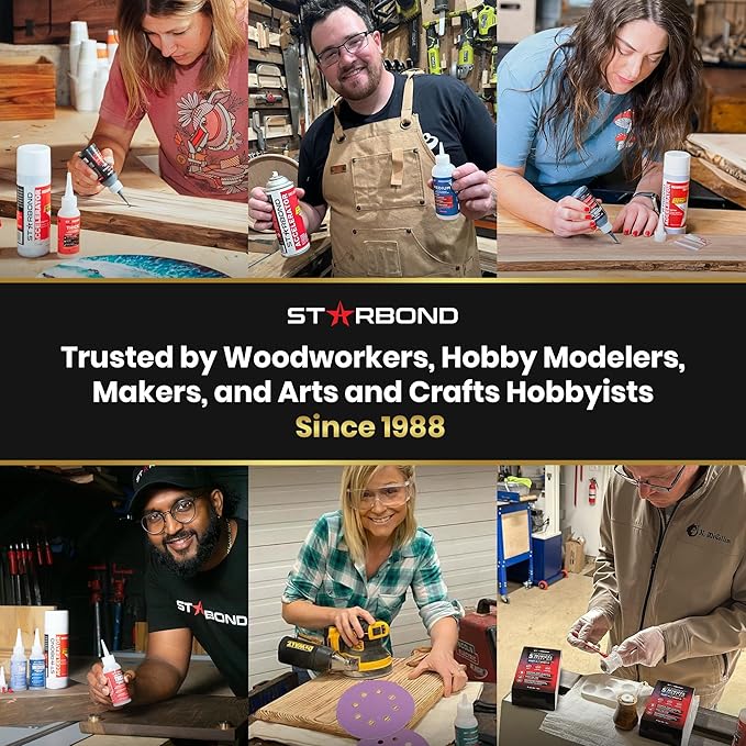 STARBOND Black Medium-Thick CA Glue Pro Kit (2 oz) – Rubber-Toughened, Impact-Resistant Cyanoacrylate Super Glue – for Durable Knot Filling, Crack Repair, Woodworking, Guitar, Hobby & RC Projects