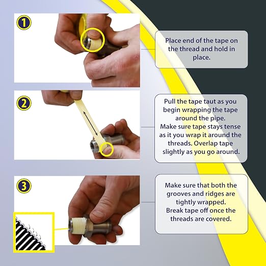 Gasoila Yellow PTFE Thread Seal Tape – Professional-Grade, 1/2 Inch x 520 Inch, High-Density Thread Tape for Gas Lines – Leak-Proof Seal, Non-Toxic