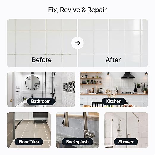 Hemway Jet Black Grout Reviver Kit | Ready Mixed Grout Repair 400g / 210ml with 4 Piece Profiling Tool Kit | Wall & Floor Tile Adhesive, Kitchen Bathroom Shower, Fast Drying