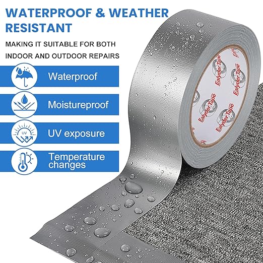 3-Pack Silver Duct Tape Heavy Duty 2 Inch x 30 Yards, Waterproof Industrial Strength Adhesive Tape for Indoor Outdoor Repairs, Sealing, Tear by Hand & No Residue