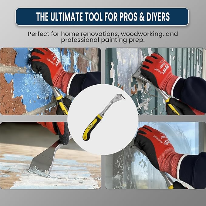 Heavy-Duty Paint Scraper Tool – 2.0-INCH Wide Tungsten Carbide Blade, Professional Grade Glue, Putty & Coating Remover with Comfort Non-Slip Ergonomic Handle