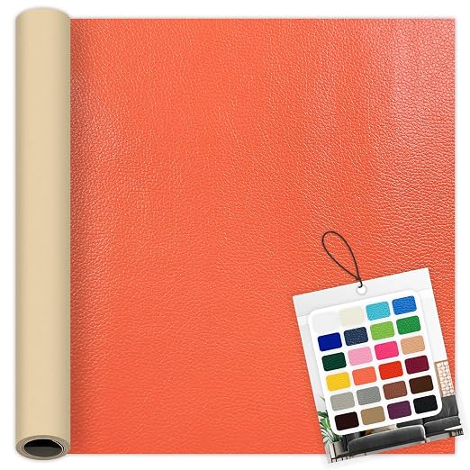 Orange Leather Repair Patch, 39.3 x 19.6 Inch Self Adhesive Leather Repair Tape, Large Vinyl Leather Repair Kit for Furniture, Car Seats, Sofats, Couch, Office Chair