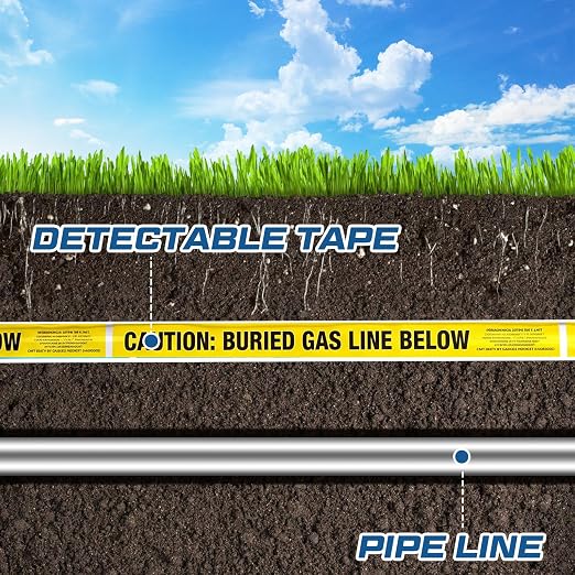 2 Rolls " Caution Buried Gas Line Below" 2 Inch x 1000 Feet Warning Tape
