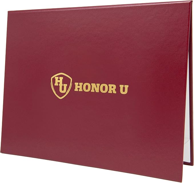 Maroon Faux Leather Document Cover A4 (8.3x11.7 UK) Size | Tent-Style Opening, Non-Padded with Custom Metallic Foil Printing | Professional Presentation for Awards, Diplomas and Certificates