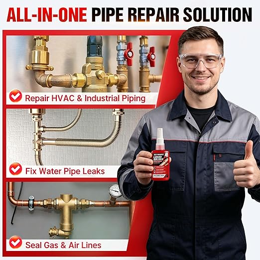 2 oz Liquid Solder for Copper & Brass, No Heat Plumbing Soldering Kit, Instant Leak Seal up to 500 PSI, Safe from -60°F to +300°F, Ideal for Plumbing & HVAC Repairs