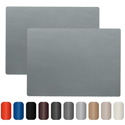 Leather Repair Patch 8x11 inch 2 Pcs, Self Adhesive Vinyl Repair Patch Kit, Leather Patches for Furniture, Couches, Car Seats, Cabinets, Wall, Handbags - Light Gray