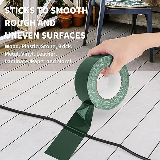 Green Duct Tape Heavy Duty Waterproof, 40 Yards X 2 Inch, 9 Mils Thickness Strong Adhesive Sticky, No Residue, Easy Tear by Hand for Home Repairs Indoor Outdoor Crafts Packing HVAC and Construction