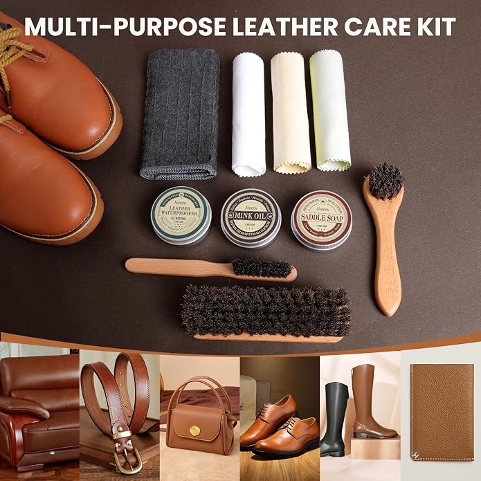 Nuroon Leather Boots Care Kit- Leather Cleaner Boots Shoes Cleaning Kit, Saddle Soap,Mink Oil and Wax Waterproofer
