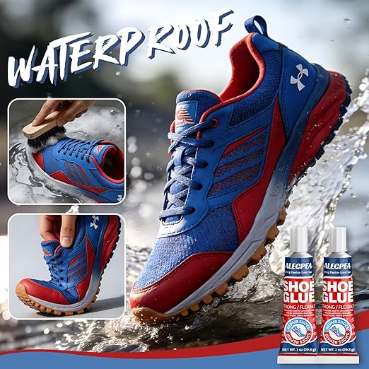 2Pack 30ML Clear Shoe Glue - Shoe Repair Adhesive, Repairs Soles, Heels, Patches Small Holes - Bonds on Contact, Dries Within 24 Hrs, Waterproof - Works on Leather, Rubber, Vinyl, Canvas