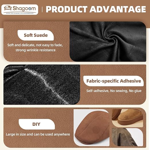 Suede Repair Patch, Large Fabric Repair Tape, Self-Adhesive Patches for Furniture, Couch, Sofa, Car Interior, Shoes, Hand Bag, Clothing (Dark Brown, 3.5X79 Inch)