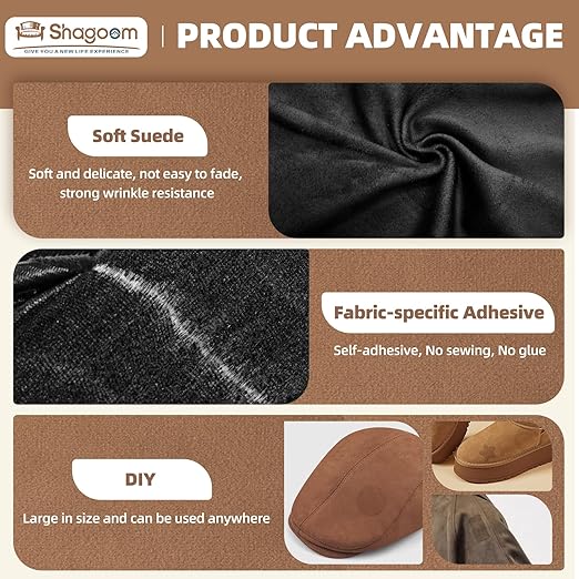 Suede Repair Patch, Large Fabric Repair Tape, Self-Adhesive Patches for Furniture, Couch, Sofa, Car Interior, Shoes, Hand Bag, Clothing (Grey, 3.5X79 Inch)
