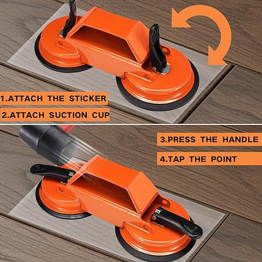 REXBETI Floor Gap Fixer Tool, Plank Gap Repair Kit, Double Suction Cup Laminate Flooring Tool, Double 45° Striking Surface, 20pcs Sticky Pads for Fixer Laminate/Vinyl Flooring/Hardwood, Grip Handle