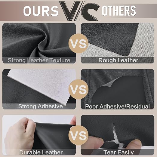 Self Adhesive Leather Repair Patch Kit, 4" x 63" Large Vinyl Leather Repair Tape for Furniture, Car Seat, Couch, Sofa, Chair Dark Grey