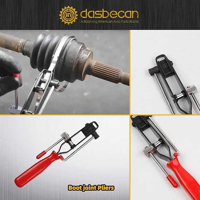 Dasbecan Pneumatic CV Joint Boot Installation Tool Kit, Universal CV Boot Expander Spreader, Includes CV Boots, Clamp Pliers & Clamp Assortment (Red)