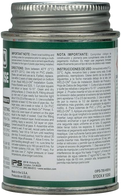 Weld-On 10260 790 Multi-Purpose Medium-Bodied High Strength Solvent Cement - Fast-Setting and Low-VOC, Light Amber, 1/4 Pint (4 fl oz)
