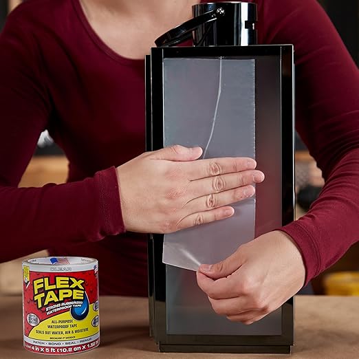 Flex Tape, Original Thick Flexible Rubberized Waterproof Tape - Seal and Patch Leaks, Works Underwater, Indoor Outdoor - Home RV Roof Plumbing and Pool Repairs, Clear, 4 in x 5 ft, Pack of 1