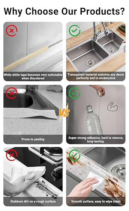 Clear Caulk Tape, Caulking Tape, LAVILI Toilet Sealer Around Toilet Base Waterproof Self Adhesive Sealant Strip for Kitchen Countertop, Bathroom, Toilet (2.2cm x 10.5Ft)