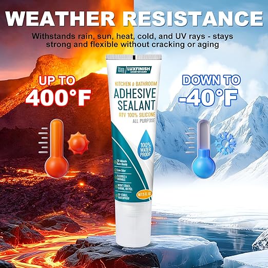 Silicone Sealant - 100% Waterproof, Flexible & Shrink Proof Caulk for Bathroom, Kitchen, Windows, Automotive – Strong Adhesion Sealant for Cracks, Gaps, Leaks 150ML/5Oz (Grey)
