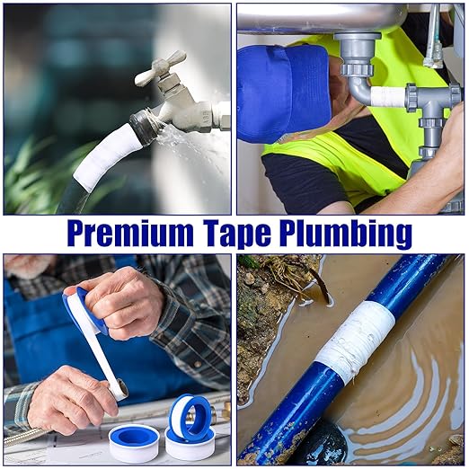 Pushglossy 200 Rolls PTFE Tape 1/2 x 520 Inches Plumbers Waterproof Sealant Plumbing Tape for Shower Head Repairing Water Pipe Sealing (White)