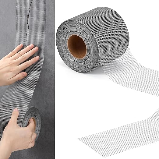 150 ft x 4 Inch Cement Board Joint Tape Self Adhesive Durable Gray Fiberglass Mesh Drywall Mesh Repair Tape for Cement Board Joints Repairing, Sealing and Strengthening