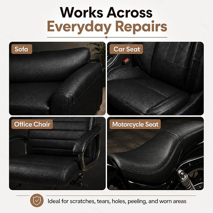 ONine Leather Repair Tape,Self Adhesive Leather Repair Patch,Leather Patches for Furniture,Sofa,Car Seats,Office Chair. Vinyl Repair Kit 3x60in (Black)