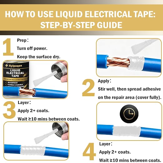 Liquid Electrical Tape Waterproof, 150ml Liquid Tape for Wire Insulation & Repair, Fast Drying Flexible Electrical Sealant, Heat Resistant Liquid Electrical Tape for Outdoor Indoor Use