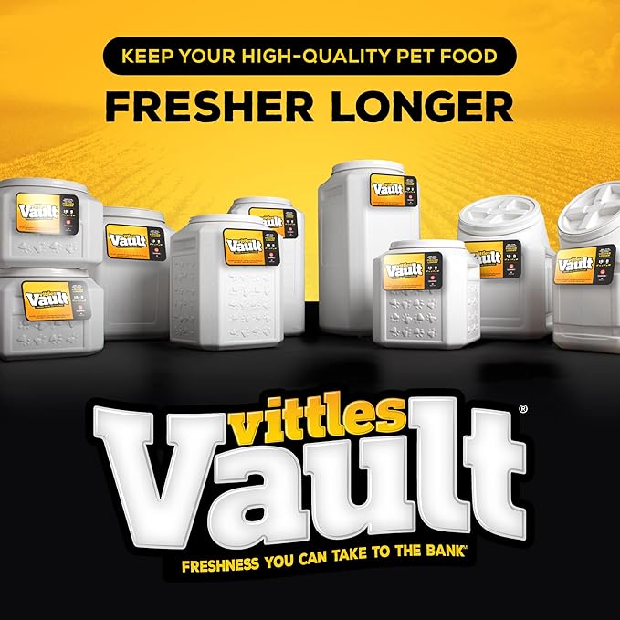 Vittles Vault Traditional Pet Food Storage Container For Dog Kibbles/Bird Seed/Oatmeal/Rice/Flour/Cereal, BPA Free Plastic, Sealed Airtight For Cat Food, Up To 35 lb, Made in USA, With Scoop, Gray